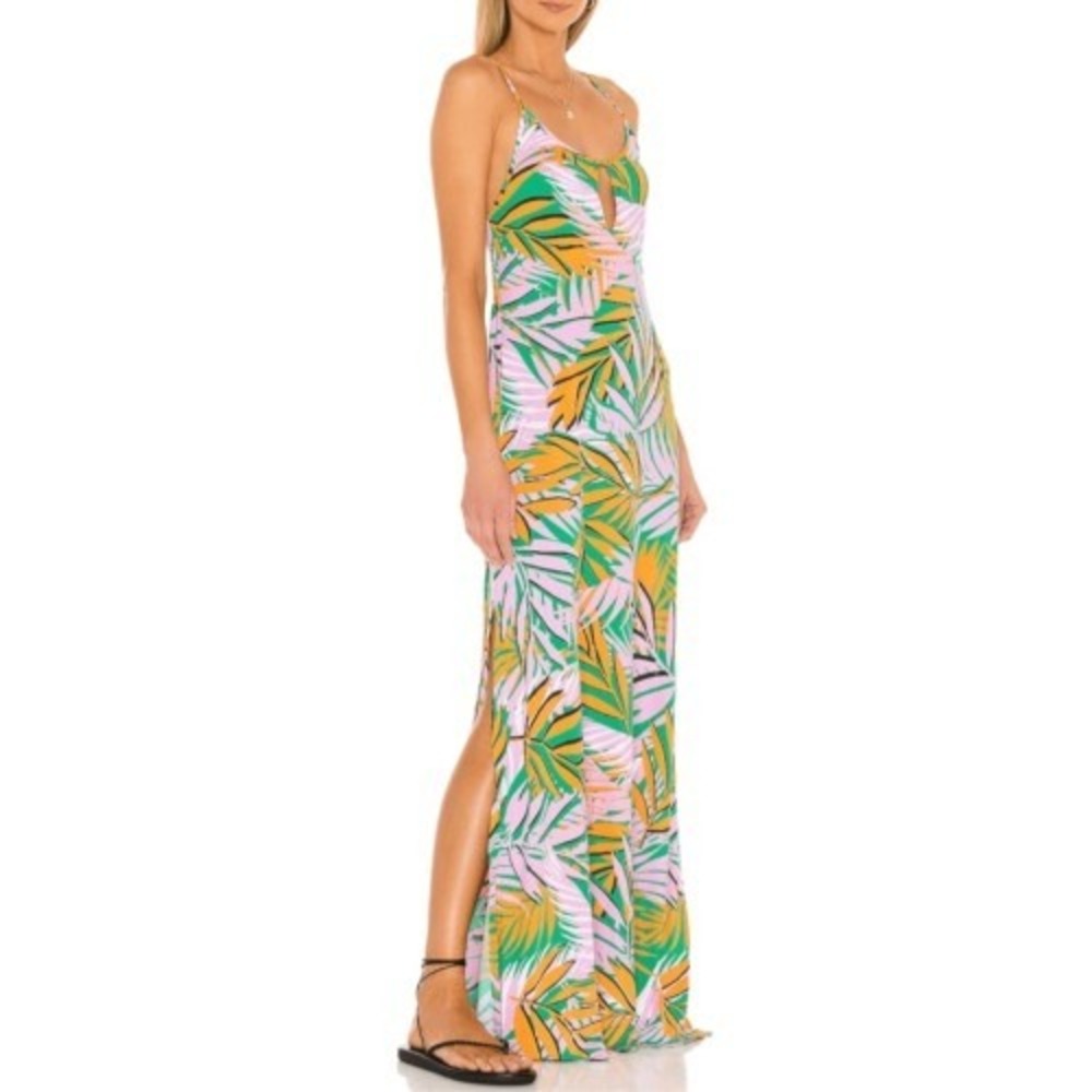 Maaji Slip Dress Maxi Women Large Pink Floral Beach Tropical Sleeveless New
